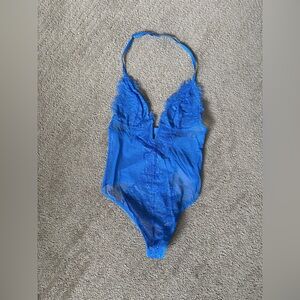 Victoria's Secret Royal Blue Lace Halter Bodysuit